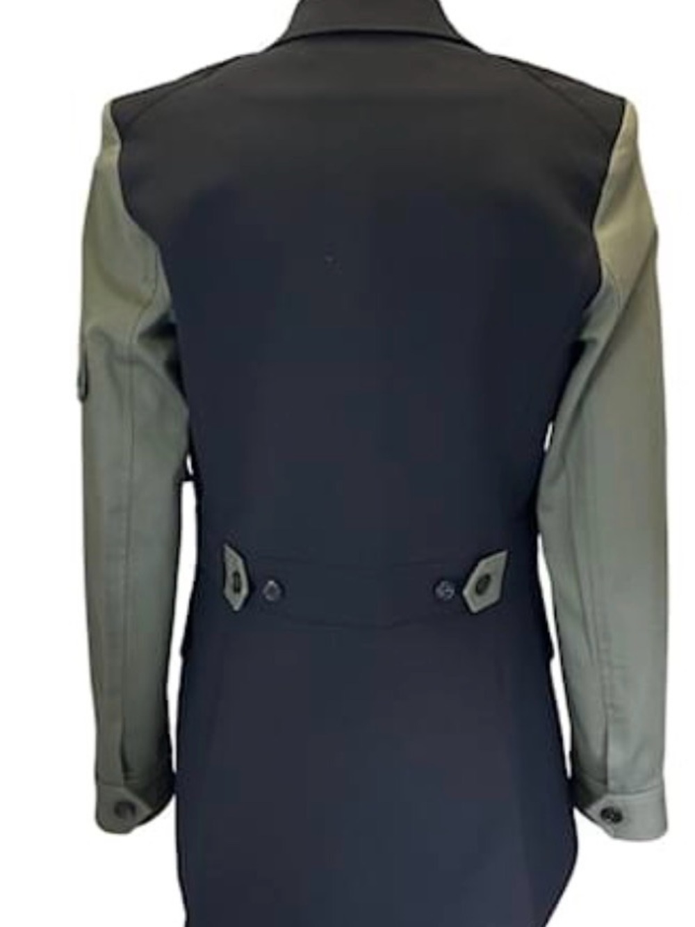 Veronica Beard Military Colorblock Dickey Jacket Black Army Green Wool Size 8 - Picture 6 of 14